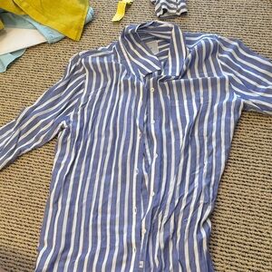 Rails Navy and White Striped Shirt